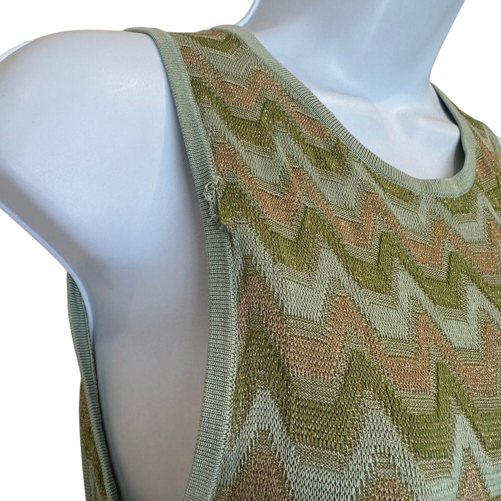 Devon Windsor Green Zigzag Knit Maxi Dress SMALL Tank Vacation Designer $345 - Picture 14 of 14